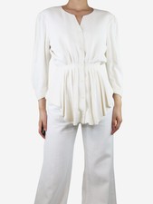 Thierry Mugler Cream Peplum Jacket - Size Uk 8