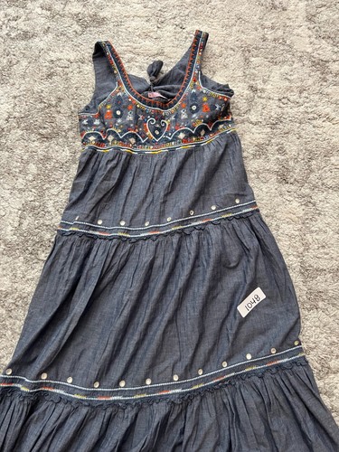 Calypso St. Barth Jimena Maxikleid Damen XS blau verziert Chambray Pailletten - Bild 11 von 11