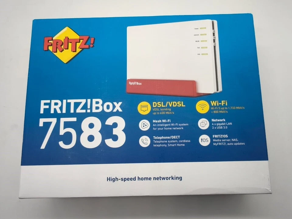 Fritz!Box 7583 VDSL G. Fast WLAN Router wi-Fi 5 Dsl-Modemrouter Home New - Image 4 of 4