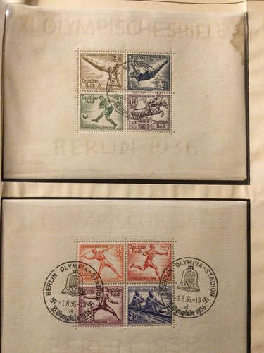 1936 GERMAN SPECIAL ISSUE OLYMPIC GAMES USED CV 200$Sc#B92Mi5/6 MINISHEET - Picture 6 of 6