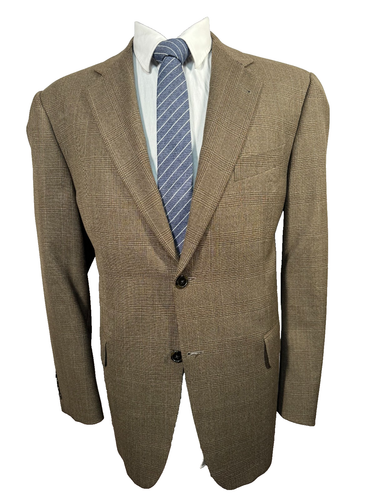JOSEPH ABBOUD Herren Braun GLEN CHECK SEIDE WOLLE Sport Mantel Blazer Jacke 42 S