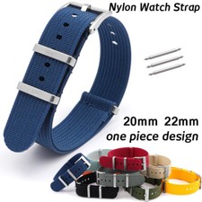One Piece Nylon Strap 20mm 22mm Watch Band Long Canvas Fabric Bracelet Wristband