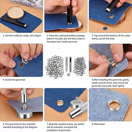 100 x 10 mm Ösenstanze Matrize Werkzeug Leder Handwerk Banner Kit Ösen Ösen Scheibe - Bild 4 von 7