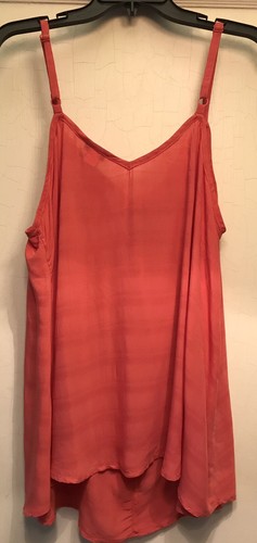 Canotta Torrid taglia 1 arancione bruciato rayon Dobby fiocco cravatta spalline 1 volta nuova con etichette - Foto 7 di 11