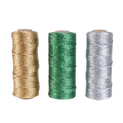3 Pcs Twine 100 Yards Twine String Golden Twine Christmas Cotton Rope