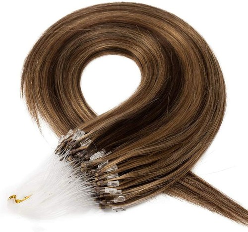 Micro Ring Loop Tip Remy Human Hair Extensions Silky Straight Micro Bead Link US - Picture 65 of 84