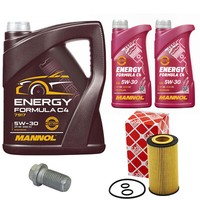 MotoröL Set Mannol 5W30 7 Liter + ÖLfilter + Schraube FüR Mercedes C-Klasse CLA