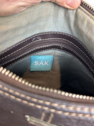 The Sak Brown Pebbled Leather Hobo Shoulder Bag Handbag Purse Read - Picture 9 of 16