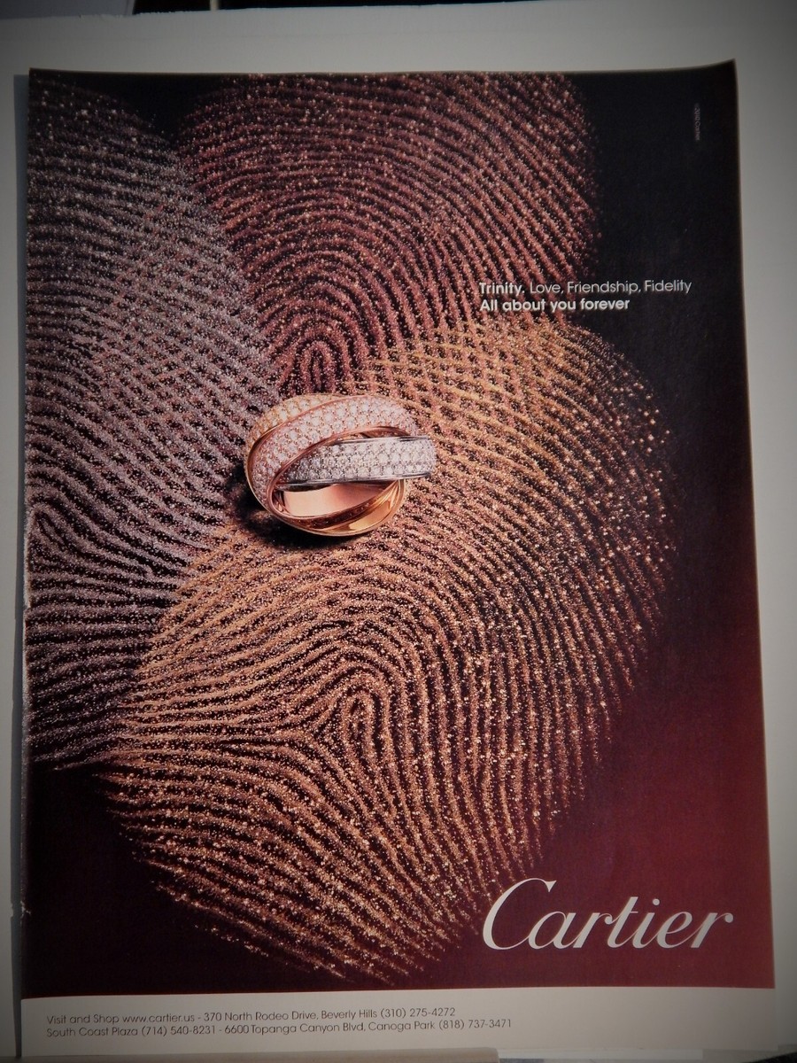 CARTIER TRINITY LUXE RING FINE FASHIONS ORIG VTG 2012 ADVERTISEMENT