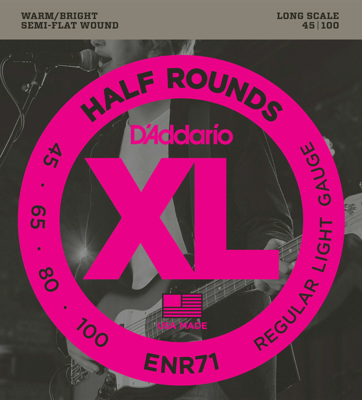 Струны для бас-гитары DAddario ENR71 Half Round Light 45-100
