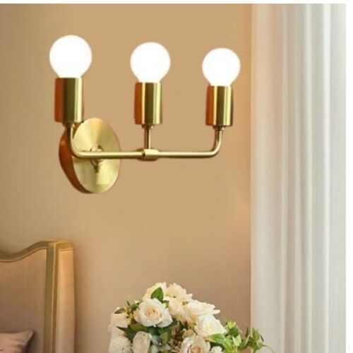 3-Light Brushed Gold Wall Sconce - Modern Minimalist Bathroom Vanity Hallway Lig - Picture 8 of 8