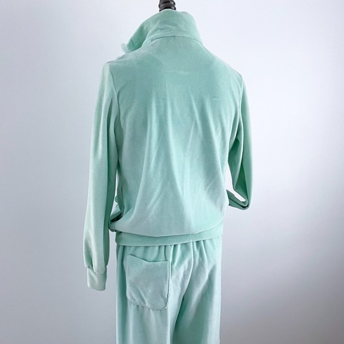 Loomtogs Tennis Whites Vintage Velour Track Suit Medium Scallop Trim Mint Green - Picture 3 of 16