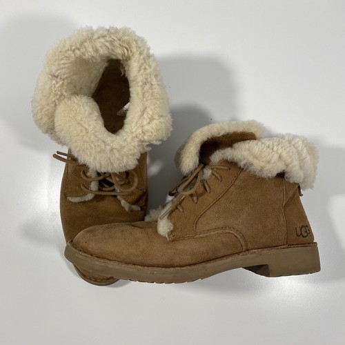 ugg quincy lace up chestnut suede
