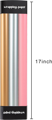 Shimmer Wrapping Paper Roll - Pearl Luster Pink, Silver, Gold Solid Color for Bi - Picture 7 of 7