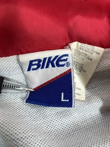 Vintage 90s BIKE Red White Blue Colorblock Windbreaker Pocketed Youth SZ L - Picture 20 of 23