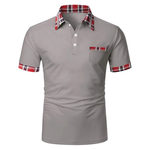 Mens T Shirts Short Sleeve Tee Tops Plaid Designer Casual Muscle Golf T-Shirt US - Bild 20 von 21