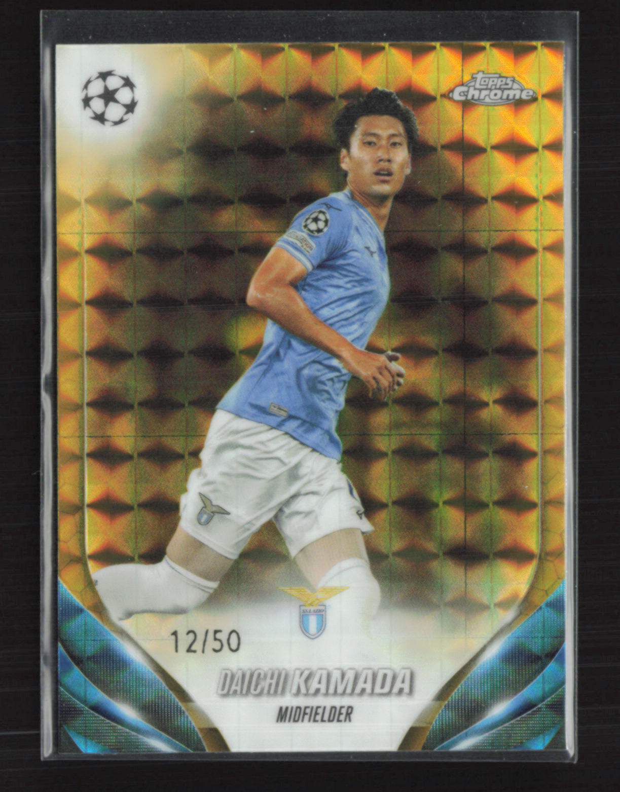 Daichi Kamada 2023-24 Topps Chrome UEFA Gold Geometric Refractor 12/50