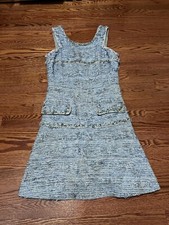 Chanel Fantasy Tweed Boucle Fringed 2015 Spring Dress Size 38