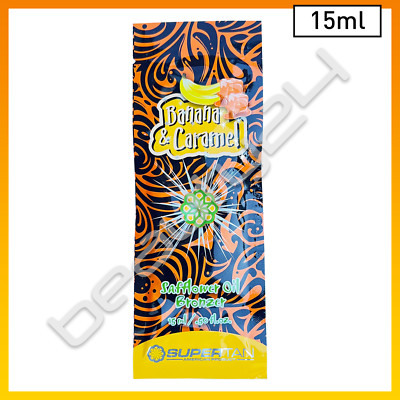 15ml Supertan BANANA & CARAMEL Distelöl Sonnenbank Bräunungsbräuner Beschleuniger