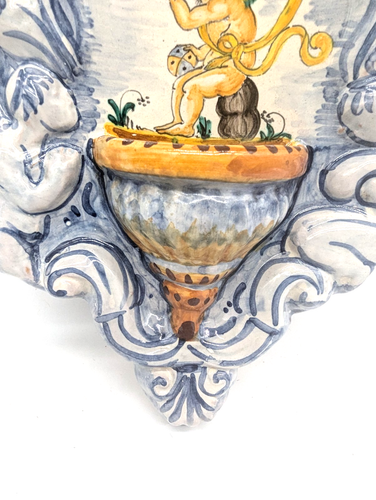 Targhe da parete Italia Maiolica Acqua Santa Font La Piccola Bottega Blu Bianco Giallo - Foto 5 di 14