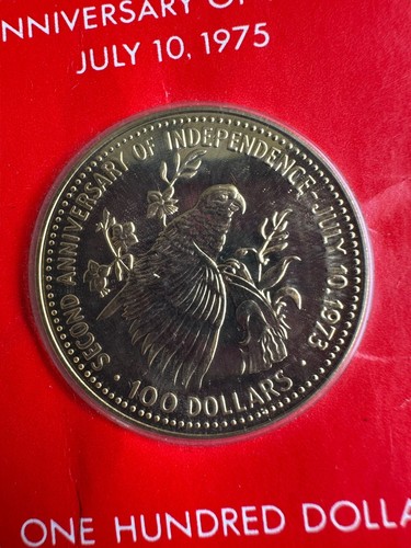 1975 BAHAMAS $100 Gold Proof Coin 2nd Anniversary of Independence AGW 9.005g - Picture 3 of 5