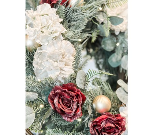 Simply Stunning 24" Illuminated Holiday Wreath by Janine Graff in Burgundy - Picture 3 of 4