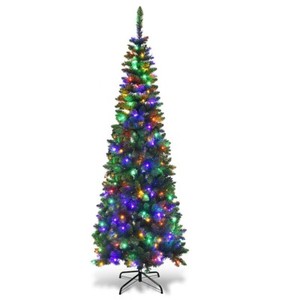 Slim-Christmas-Tree-Artificial-Pencil-Xmas-Tree-With-Stand-Pre-Lit-6-5-Ft-LED