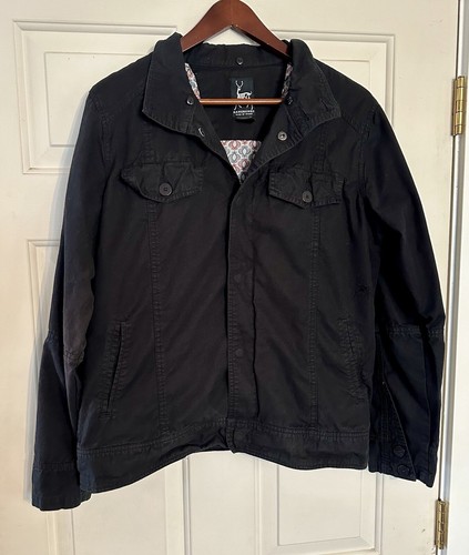 Kane & Unke schwarz Herren mittel gefüttert Front Druckknöpfe mehrere Taschen Jacke - Bild 1 von 12