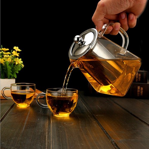 Glass Heat Resistant Tea Pot Clear Easy To Clean Teapot Strainer Filter Infuser - Bild 5 von 11