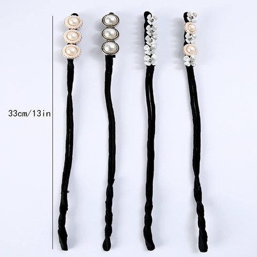Yusier 4pcs Deft Bun Hair Tie French Twist Hair Bun Shell Pearl Hair Ring - Picture 2 of 6