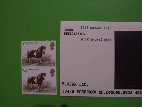 GB 1978 SG1064 HORSES SHETLAND PONY 10½p ERROR PART IMPERFORATE PAIR MNH - Picture 2 of 5
