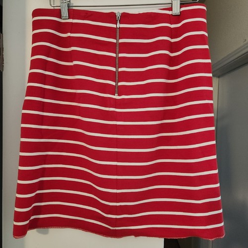 BANANA REPUBLIC Red White Blue Striped Straight Skirt 10 Zip Up - Picture 2 of 5