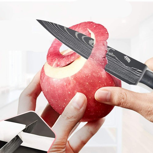 3Pcs Kitchen Knife Set Stainless Steel Damascus Pattern Chef Knife Meat Cleaver - Picture 7 of 19