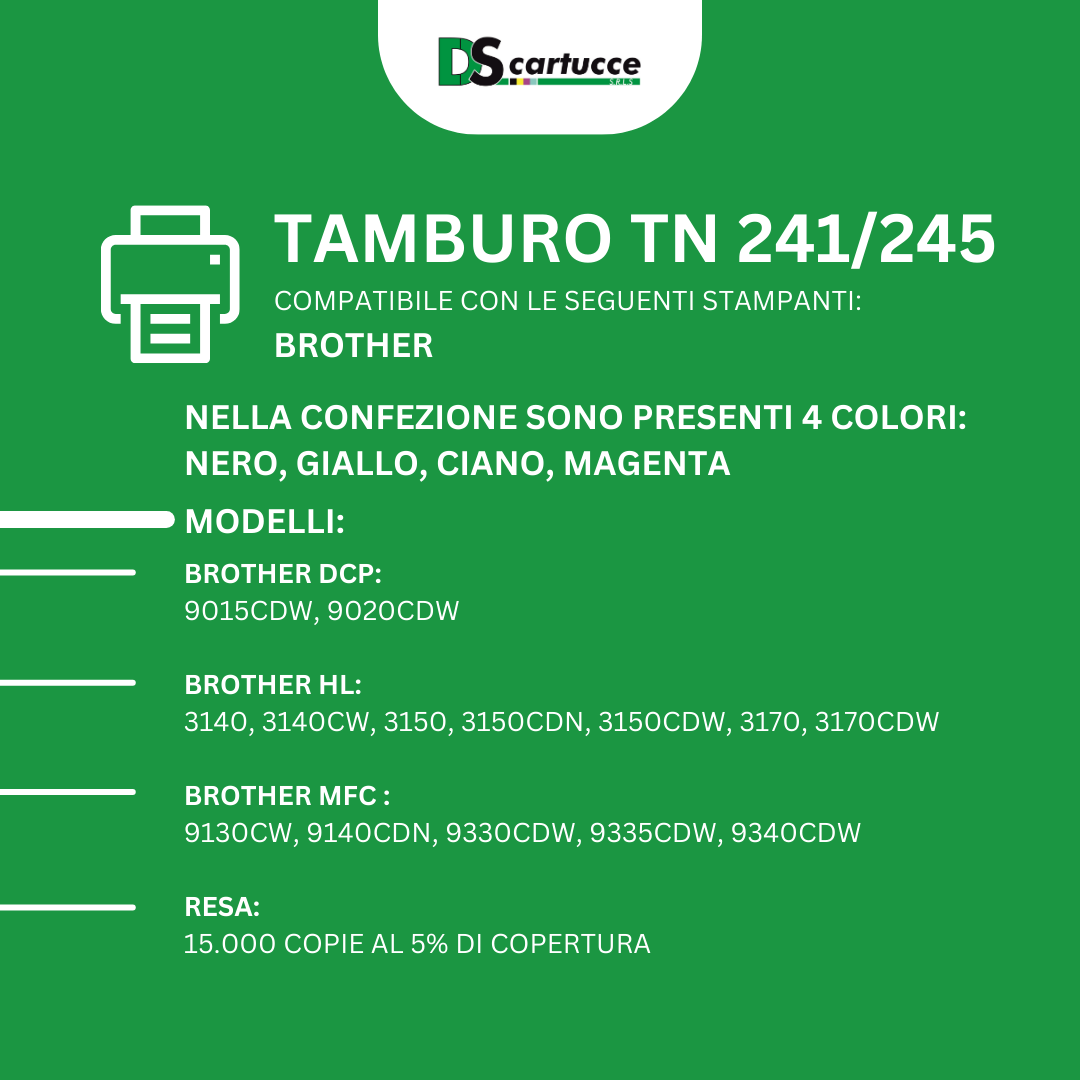 Tamburo DR-241CL Per Stampanti Brother | Compatibile Con DCP-9015CDW, HL-3140CW | Capacità 15000 Pagine - Foto 5