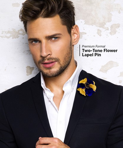 Vittorio Vico Men's Formal Two-Tone Flower Handmade Lapel Pin, 22 Colors - 第 126/154 張圖片
