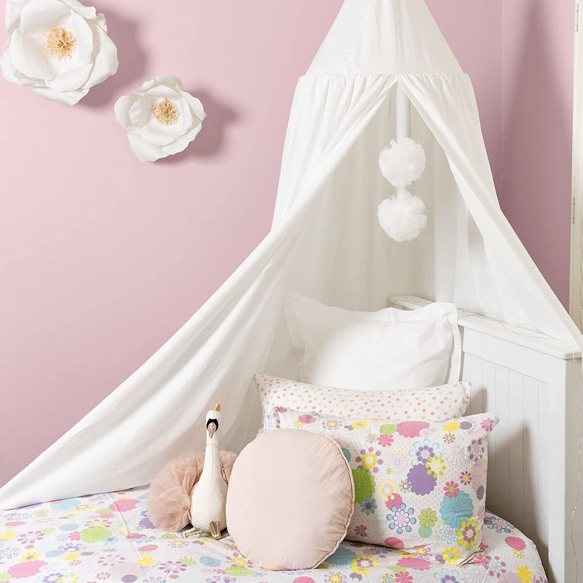 Pink princess bed canopy deals