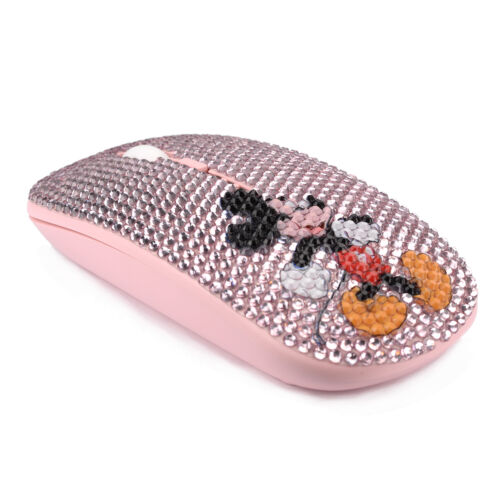 Bling Mickey Mouse Crystal Rhinestone 2.4G Wireless Flat Optical Mice Gift - Picture 4 of 4