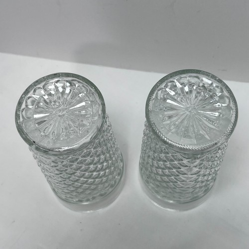 Anchor Hocking Cut Diamant gestepptes Muster Klarglas Becher 6" Menge 2 Vintage - Bild 3 von 10