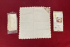 (8) FURIO CROCHET LACE TABLE NAPKINS 17" x 17" BEIGE/OATMEAL COLOR 100% COTTON