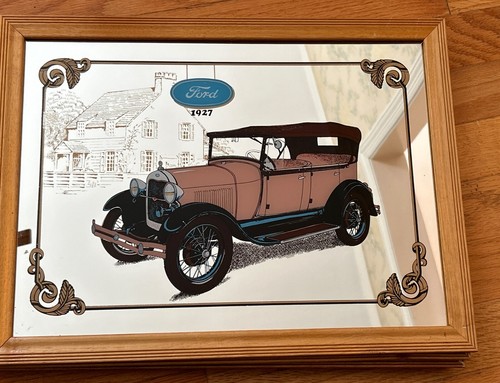 Ford Model A T 1927 Veteran Car Genuine Vintage Bar Mirror Man Cave 16.5x12.5” - Picture 6 of 10