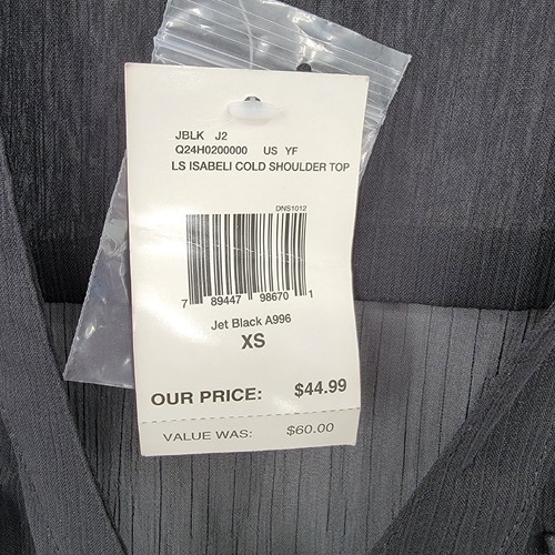 Guess Damen XS lange Roll-Tab Ärmel Cold Shoulder Knopfleiste Kragen Bluse - Bild 9 von 12