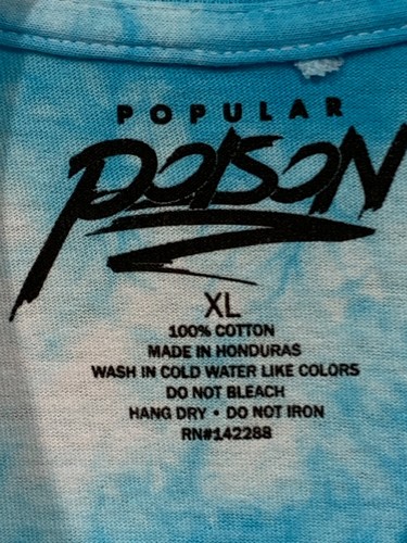 Popular Poison Hombre Gráfico Azul y Blanco Tie Die Tokyo Camiseta Manga Corta XL - Imagen 4 de 4