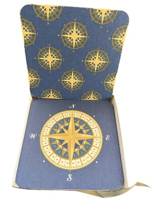Coaster - Compass Rose - SET OF 2 - Leather or Stitched Cork Coaster - Compass Rose - SET OF 2 - Leather or Stitched Cork