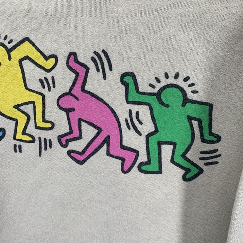 Sudadera con Capucha Kieth Haring Para Hombre Talla Mediana Beige Con Bailarines Coloridos Años 80 90 Vibraciones - Imagen 6 de 18