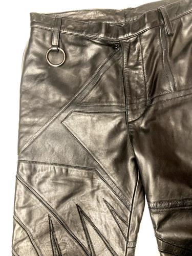 CELEBRITY DESIGNER DETHOUSE DOUBLE LAYER LEATHER PANTS - Picture 5 of 13