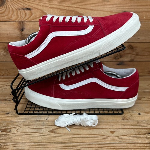 Vans Trainers Mens Size UK 10.5 Premium Old Skool 36 DX Red White Skater Shoes