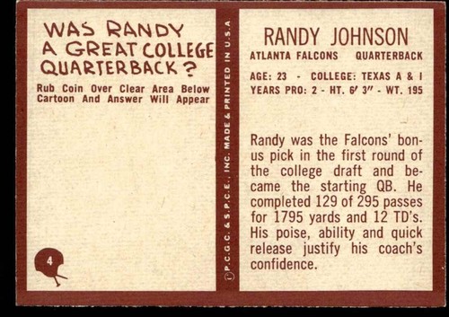 Philadelphia Randy Johnson Atlanta Falcons 1967 #4 - Imagen 2 de 2