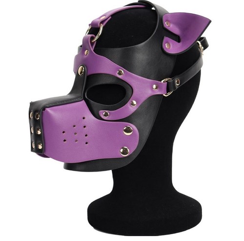 CUERO GIMP PERRO Capucha de cachorro Máscara completa Boca Disfraz Máscara fetiche BOZAL - Imagen 12 de 22