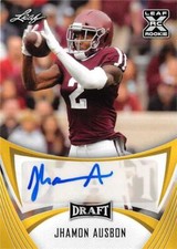 Jhamon Ausbon autographed football card 2021 Leaf Draft Gold Rookie RC #BAJAI