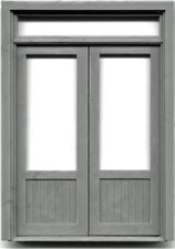 DOUBLE DOOR W/WINDOW & TRANSOM G F 1:24 1/2"=1' Scale Model Railroad Part GL3916